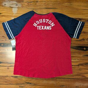 NWT NFL Team Apparel Houston Texans Women's Red Lace Up Short Sleeve T-Shirt 2XL